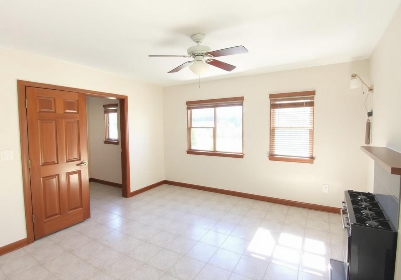 Renovated rental property interior with fresh paint and new flooring